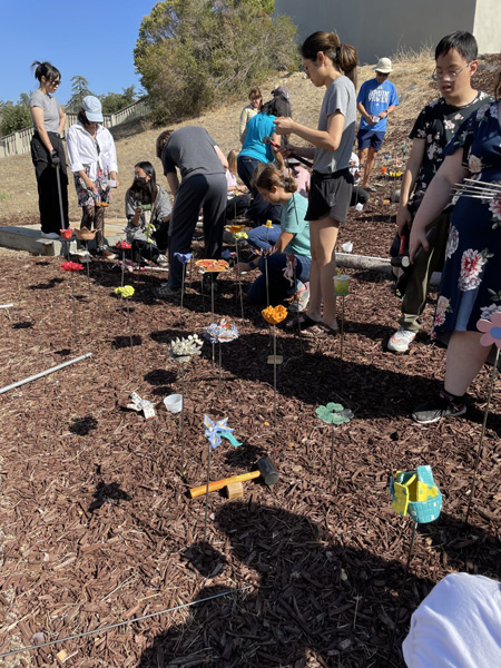 Students Installing the Flowers